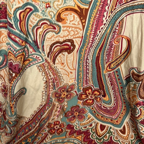 Red and Orange Ruffled Tiered Sundress with Cold Shoulder - Picture 5 of 10